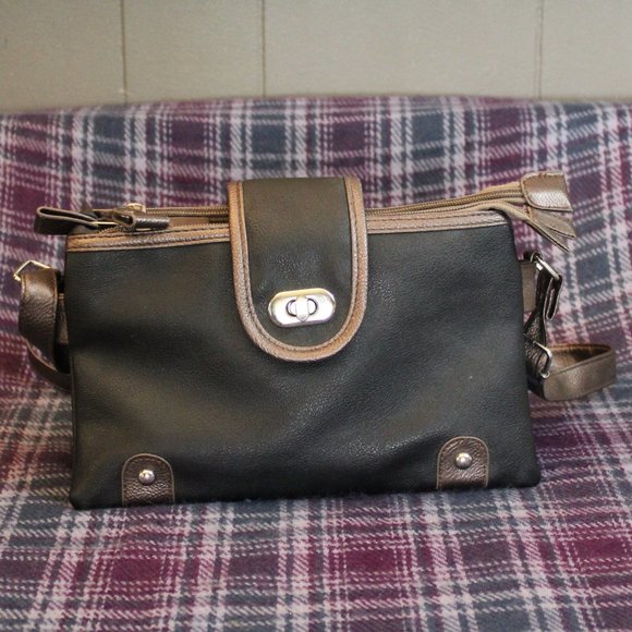 Gold Coast Bags Gold Coast Pebbled Faux Leather Black And Bronze